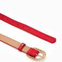 Ремень жен 04-01-01-01, Июнь2503, 2,5*0,3*110 см, без винта, пряж золото, 1 прокол, красный   109031