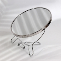 Зеркало настольное - подвесное &laquo;Круг&raquo;, двустороннее, с увеличением, d зеркальной поверхности 16 см, цвет серебристый