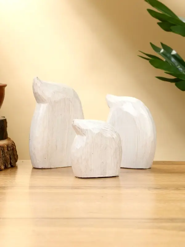 Набор сувенирный "Привидения" дерево H 12, 9, 7 см, цв. светло-серый