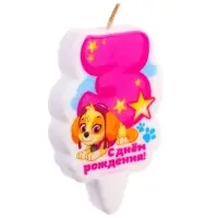 Свеча для торта "Цифра 3", Щенячий патруль