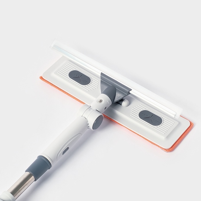 Оконная швабра с креплением на липучке 30х8 см, длина 103-145 см, 2 насадки, 45+180 поворот   107959