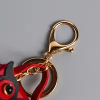 Брелок кожзам с карабином, с кистью "Сумочка. Сова" бордо 5,2х2,5х6 см