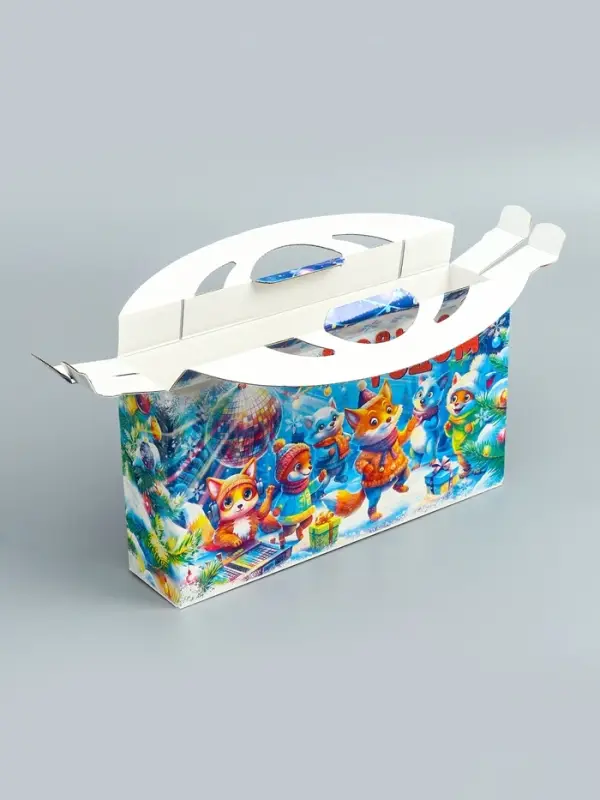 Подарочная новогодняя коробка &laquo;Лесное диско&raquo; , Портфель макси широкий, 37&times;8&times;20.2 см