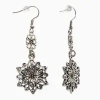 Серьги метал "Аутентичность" цветы, цвет чернёное серебро