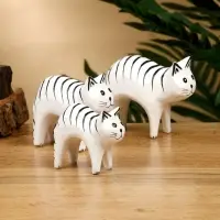 Набор сувенирный "Кошки" дерево H 7.5; 7; 5.5 см, цв. белый