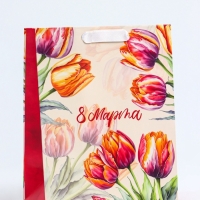 Пакет подарочный вертикальный &laquo;Яркие тюльпаны&raquo;, MS 18 х 23 х10 см