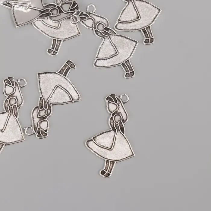 Металлический элемент, декоративная подвеска &laquo;Арт Узор. Алиса&raquo;, серебро, 3.2&times;2 см