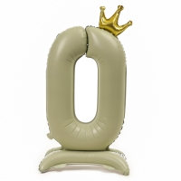 Шар фольгированный 42" &laquo;Цифра 0 с короной&raquo; на подставке, цвет взбитые сливки