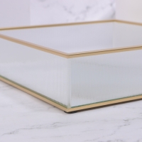 Органайзер для хранения &laquo;RIPPLES&raquo;, стеклянный, с зеркальным дном, 1 секция, 20 &times; 20 &times; 5 см, цвет прозрачный/медный