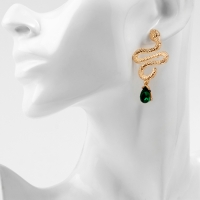 Новый год! Символ года 2025! Серьги со стразами &laquo;Змея&raquo; чарующая сила, цвет белый в золоте