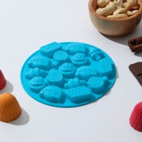 Форма для мармелада Доляна &laquo;Сладости&raquo;, силикон, d=12 см, 16 ячеек, цвет МИКС