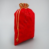 Мешочек подарочный замша &laquo;Подарочки с душой&raquo;, снежинки, тиснение, 16 х 24 см +/- 1.5 см, Новый год