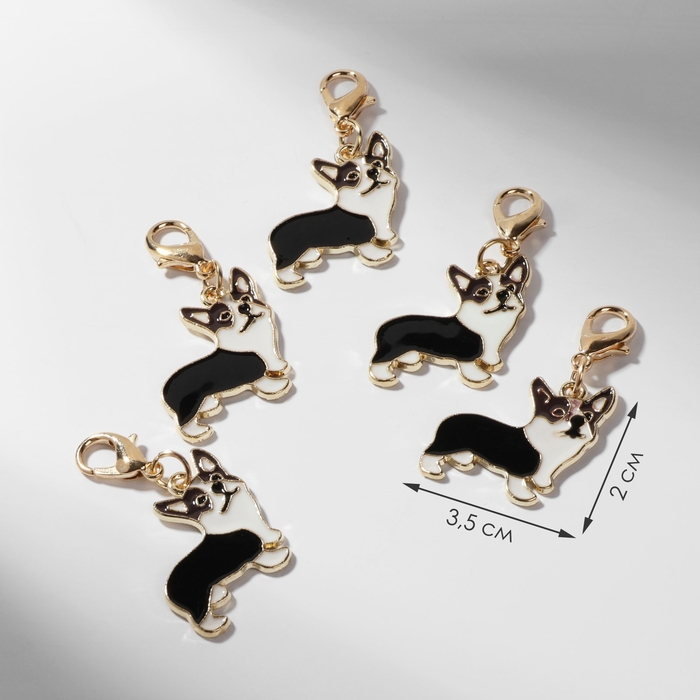 Шарм &laquo;Корги&raquo;, чёрно-белый в золоте