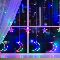 Гирлянда &laquo;Бахрома&raquo; 2.7 &times; 0.9 м с насадками &laquo;Месяц&raquo;, IP20, прозрачная нить, 138 LED, свечение мульти, 8 режимов, 220 В