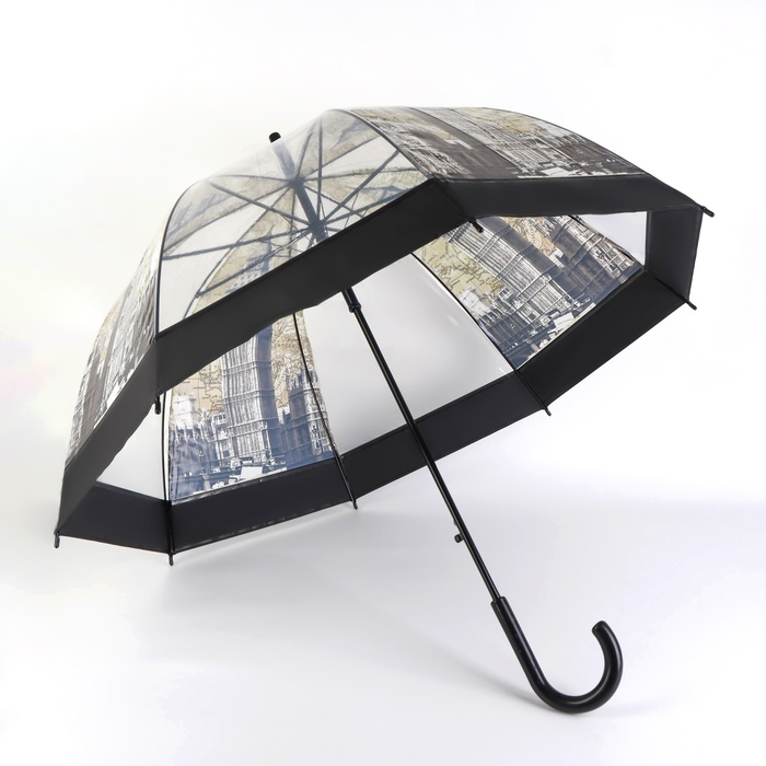 Зонт - трость полуавтоматический &laquo;Города&raquo;, 8 спиц, R = 40/60 см, D = 120 см, рисунок МИКС