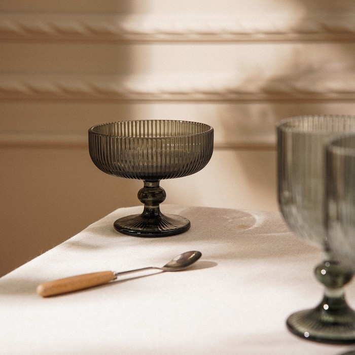 Креманка стеклянная SL Home &laquo;Модерн&raquo;, 300 мл, 12&times;10 см, цвет графитовый