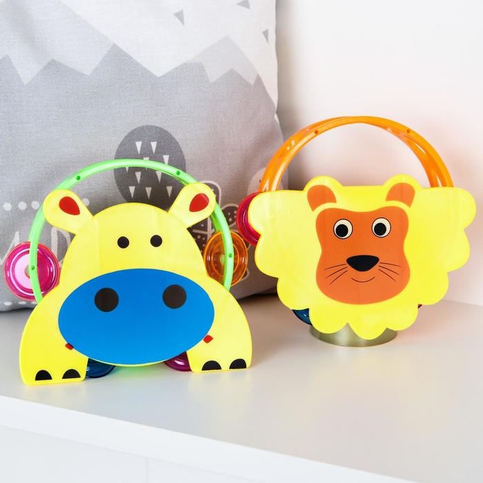 Погремушка - бубен &laquo;Зверушки&raquo;, виды МИКС, Крошка Я