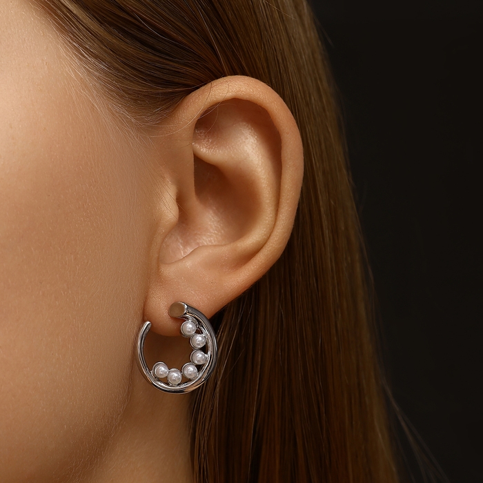 Серьги с жемчугом &laquo;Бусина&raquo; горошина, цвет серебро