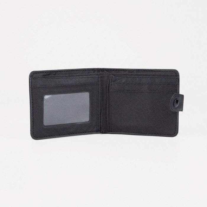 Портмоне мужское на кнопке, отдел для купюр, для карт, цвет чёрный