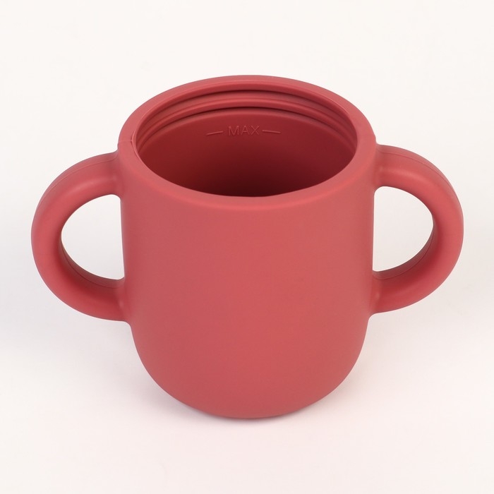 Поильник с трубочкой детский силиконовый &laquo;Try again&raquo;, 200 мл., с ручками, цвет вишневый