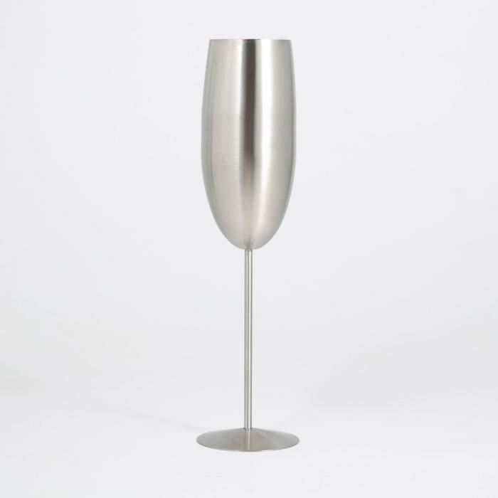 Бокал-флюте из нержавеющей стали для коктейлей, 300 мл, 25&times;6,5 см, цвет серебряный