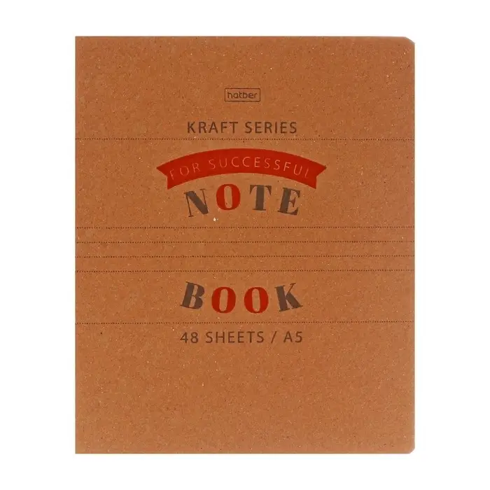 Тетрадь 48 листов, в клетку, "КРАФТ", обложка крафт-картон, блок офсет 65г/м&sup2;, МИКС