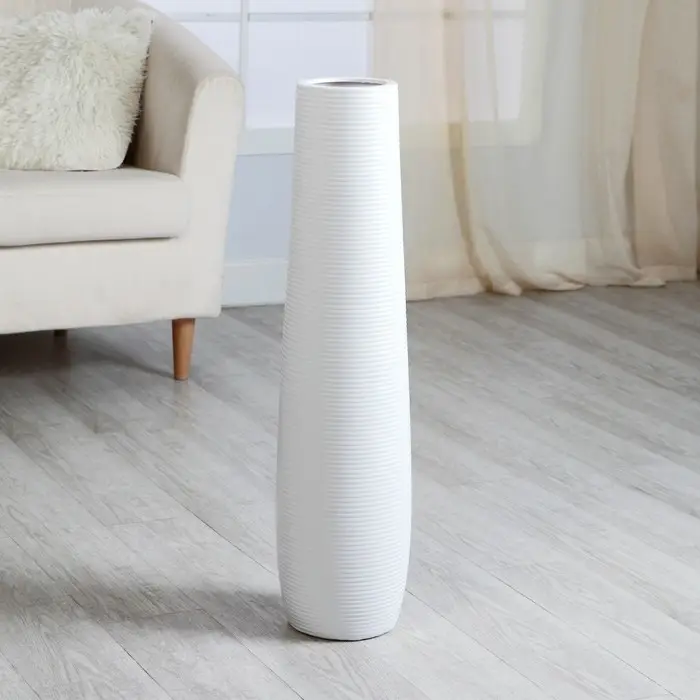 Ваза керамика напольная &laquo;Силестайн&raquo;, полоски, напольная, d вн.-10 см, 13&times;74 см, белый