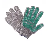 Перчатки садовые, хб, вязка 10 класс, 6 нитей, размер 9, с ПВХ точками, серые, Greengo