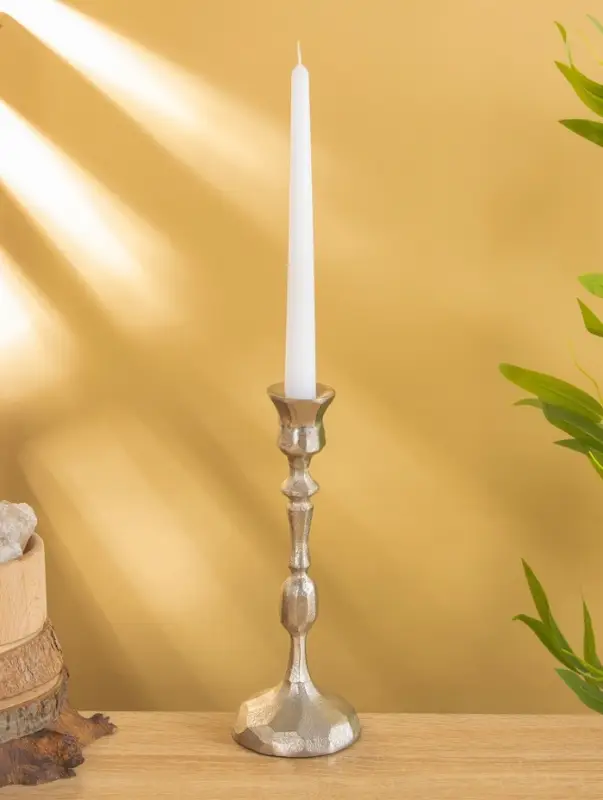 Подсвечник "Грани" алюминий 25 см, цв. серебро