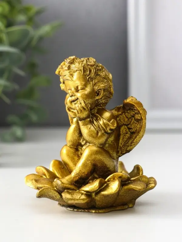 Фигура &laquo;Ангел на цветке&raquo;, 8.5&times;7.5&times;7 см, золото