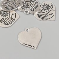 Металлический элемент, декоративная подвеска &laquo;Ромашка в руке: Сердце&raquo; набор 5 шт 2,3х2,5 см   108836