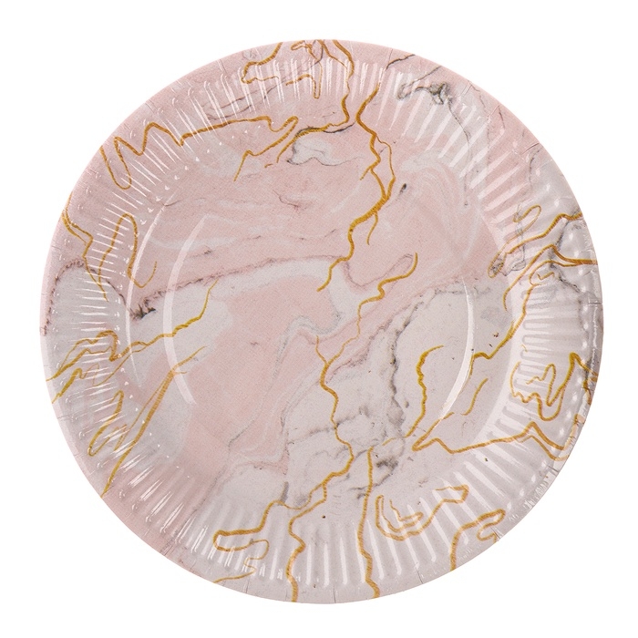 Набор бумажной посуды одноразовый &laquo;Мрамор&raquo;: 10 стаканов, 10 тарелок