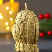 Свеча "Варежка", лак золото