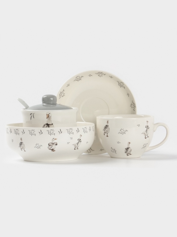 Набор для специй Доляна "Гуси" цвет белый  2 шт  солонка, перечница 130 мл 11,5х6,2х8,8 см   1070852