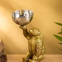 Сувенир с чашей "Медведь" 14,5х13х23 см, алюминий