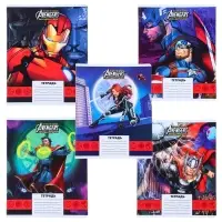 Тетрадь в линейку 24 листа, 5 видов МИКС, обложка мелованная бумага, &laquo;Мстители&raquo;