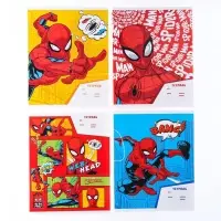 Тетрадь в линейку 18 листов, 4 вида МИКС, обложка мелованная бумага, &laquo;Человек-паук&raquo;