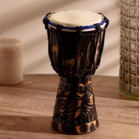 Сувенирный музыкальный инструмент барабан джембе "Тёмный" 26х14х14 см МИКС