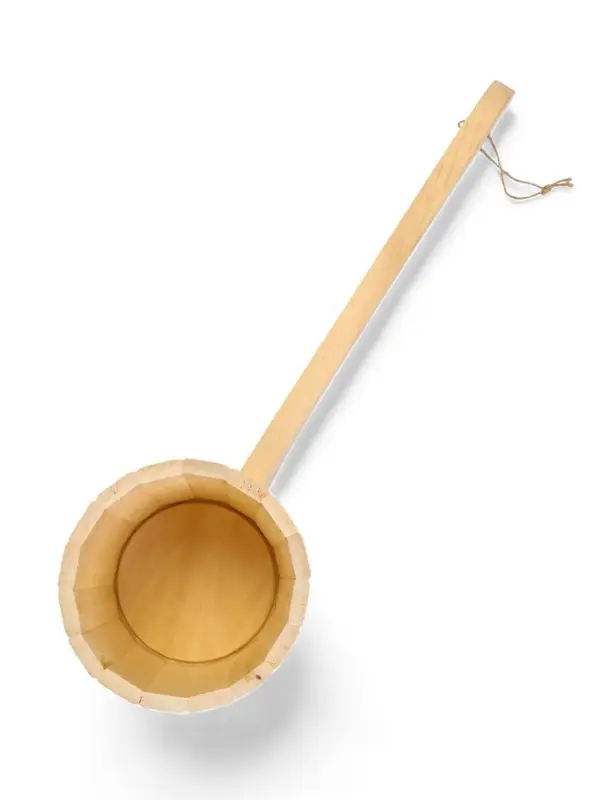 Ковш-черпак из липы 1.5л, 49 см, нержавеющий обруч, с горизонтальной ручкой