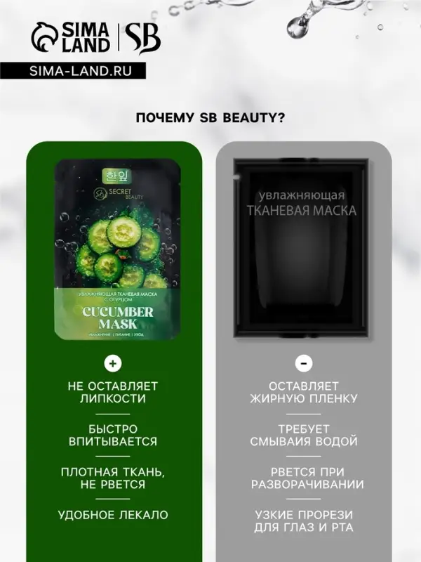 Тканевая маска для лица с огурцом, увлажняющая