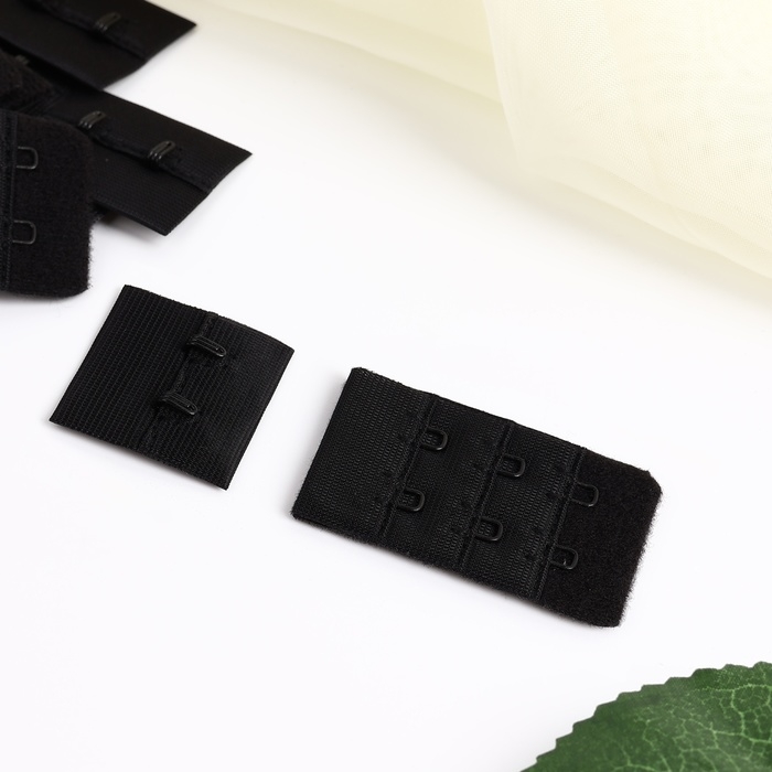 Застёжка для бюстгальтера, 3 ряда 2 крючка, 3,3 &times; 2,8 см, 3,3 &times; 5 см, 10 шт, цвет чёрный