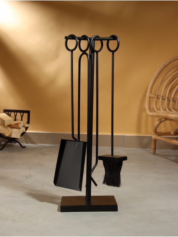 Каминный набор "Уют" сталь, 4 предмета, 20х13х60 см