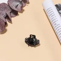 Крабик для волос &laquo;Чёрный ажур&raquo;, ореол сердца, 2.5 см