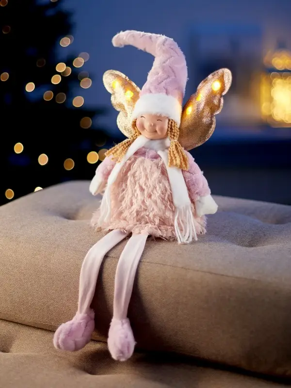 Фигура текстиль &laquo;Кукла в сером&raquo; 70 см, 6 LED, AG10x3 (в компл.), Т/БЕЛЫЙ