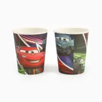 Посуда одноразовая бумажная на 10 персон: стаканы, тарелки, скатерть, Машинки