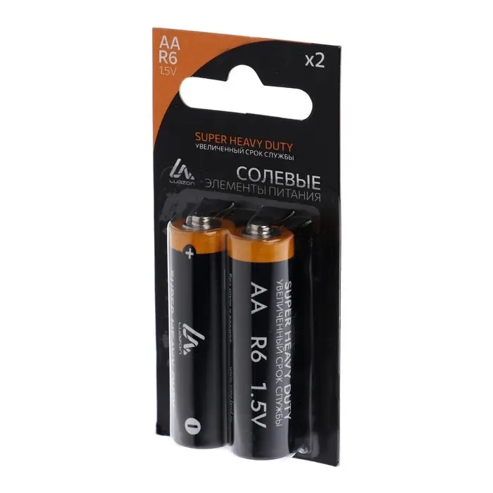 Батарейка солевая Luazon Super Heavy Duty, АА, R6, блистер, 2 штуки