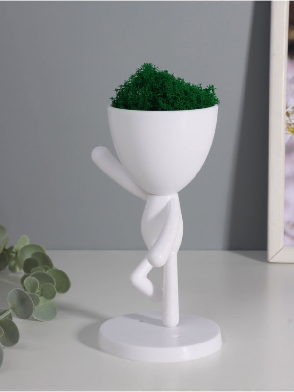 Кашпо пластиковое "Мистер Грин" 16*10*8,5 см белый