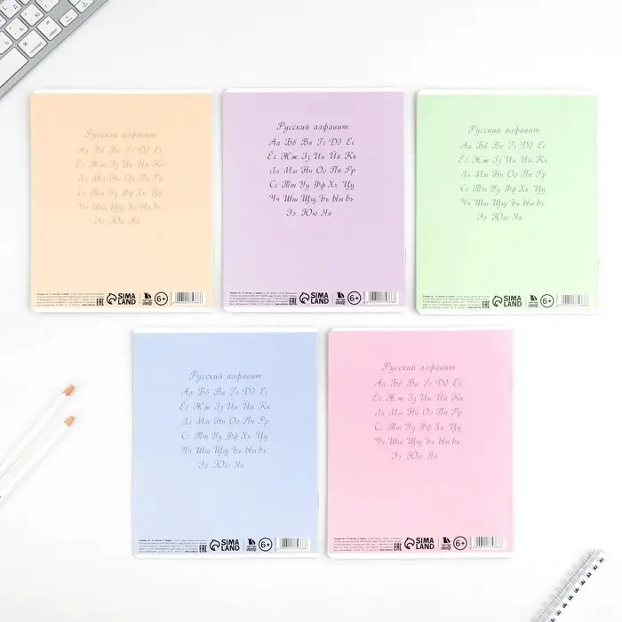 Тетрадь в линейку 12 листов А5, на скрепке &laquo;Минимализм&raquo;, обложка мелованный картон, блок №1 белизна 96%, 5 видов МИКС