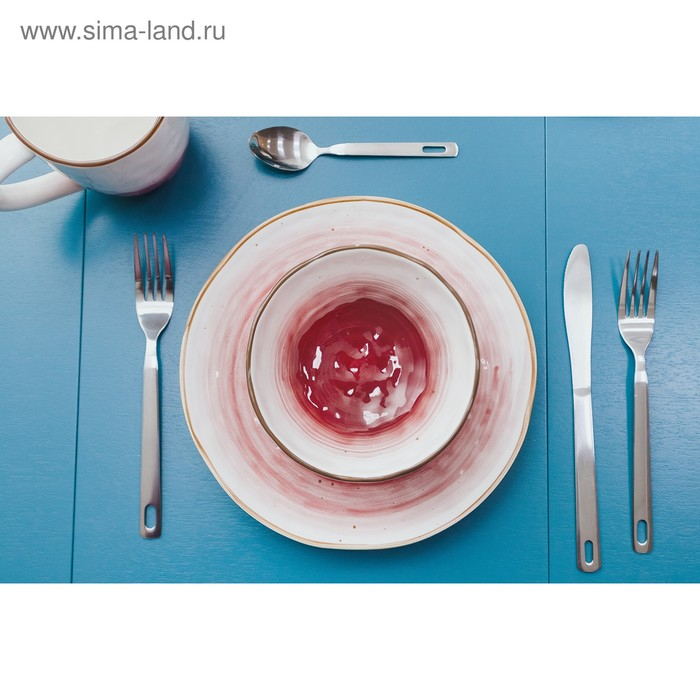 Тарелка фарфоровая Доляна &laquo;Космос&raquo;, d=21,2 см, цвет красный