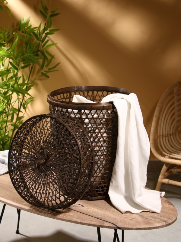 Корзина плетёная "Баскет" бамбук 39х39х50см, тёмная